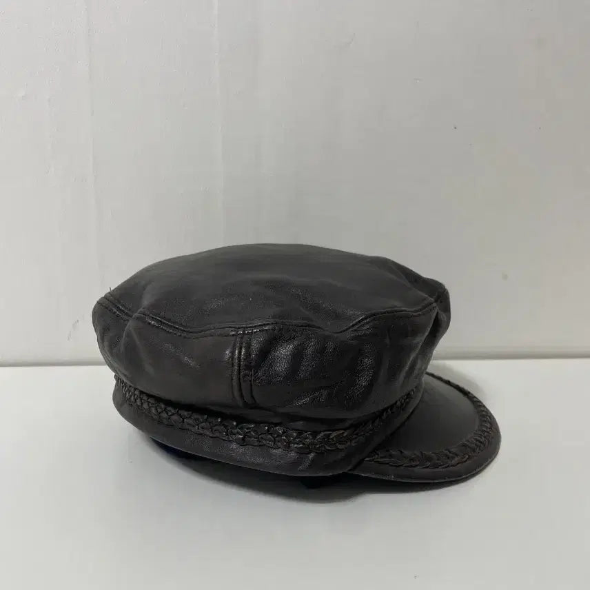 [BUNJANG] Brown Leather Hunting Cap Hat / 브라운 레더 가죽  헌팅캡 모자