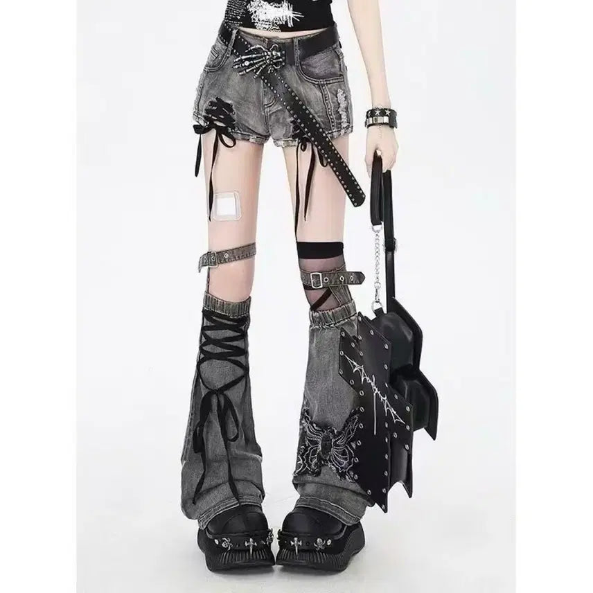 [BUNJANG] Gothic Punk Strap Leg Warmers / 고딕 펑크 스트랩 레그워머