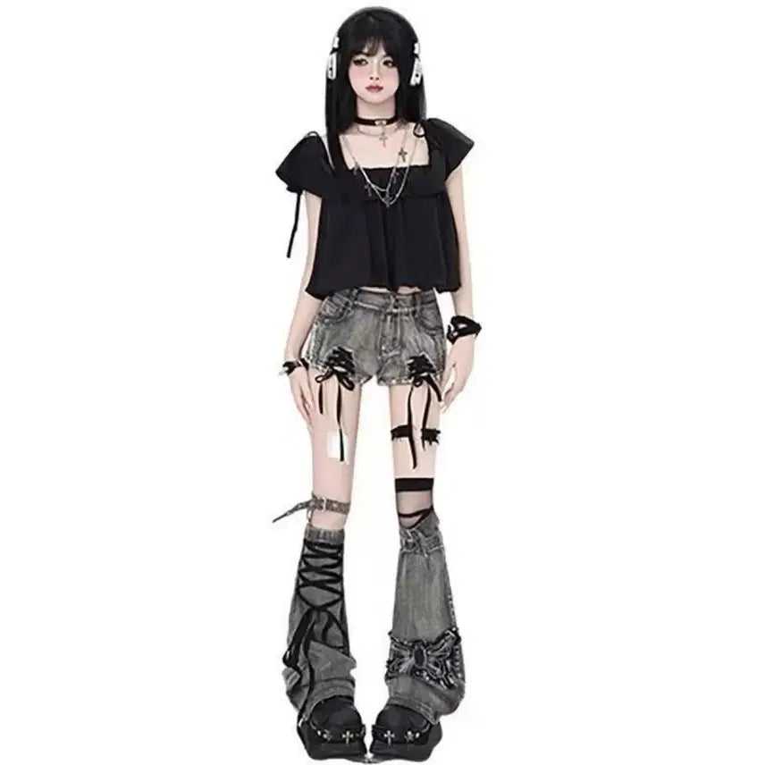 [BUNJANG] Gothic Punk Strap Leg Warmers / 고딕 펑크 스트랩 레그워머
