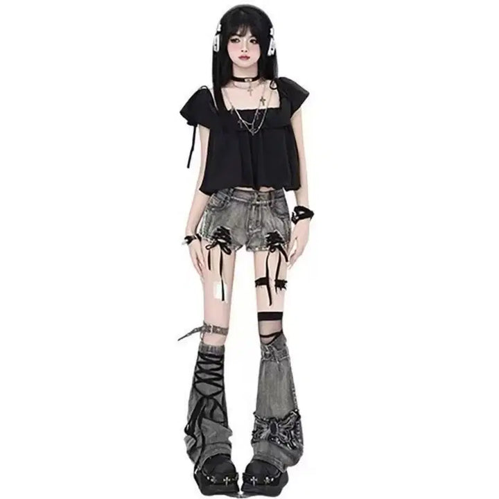 [BUNJANG] Gothic Punk Strap Leg Warmers / 고딕 펑크 스트랩 레그워머