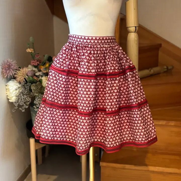 [BUNJANG] Nippon Silk 100% Checkered Shirt &amp; Patterned Skirt Set / 체크 셔츠 &amp; 패턴 스커트 니뽄 실크100 셋업