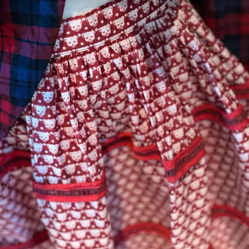 [BUNJANG] Nippon Silk 100% Checkered Shirt &amp; Patterned Skirt Set / 체크 셔츠 &amp; 패턴 스커트 니뽄 실크100 셋업