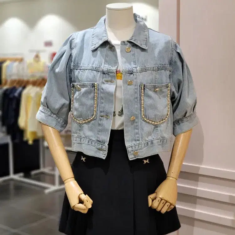 [BUNJANG] SATIN Denim Puff Jacket (Size 66) / SATIN 샤틴 데님 퍼프 자켓 66