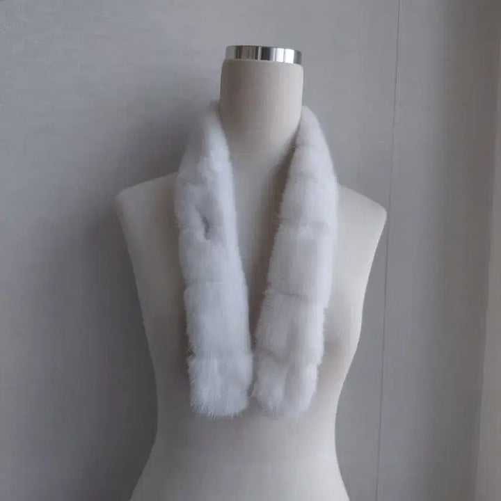 [BUNJANG] Natural Mink White Insert Scarf / 특가 역시즌 천연 밍크 화이트 끼움목도리