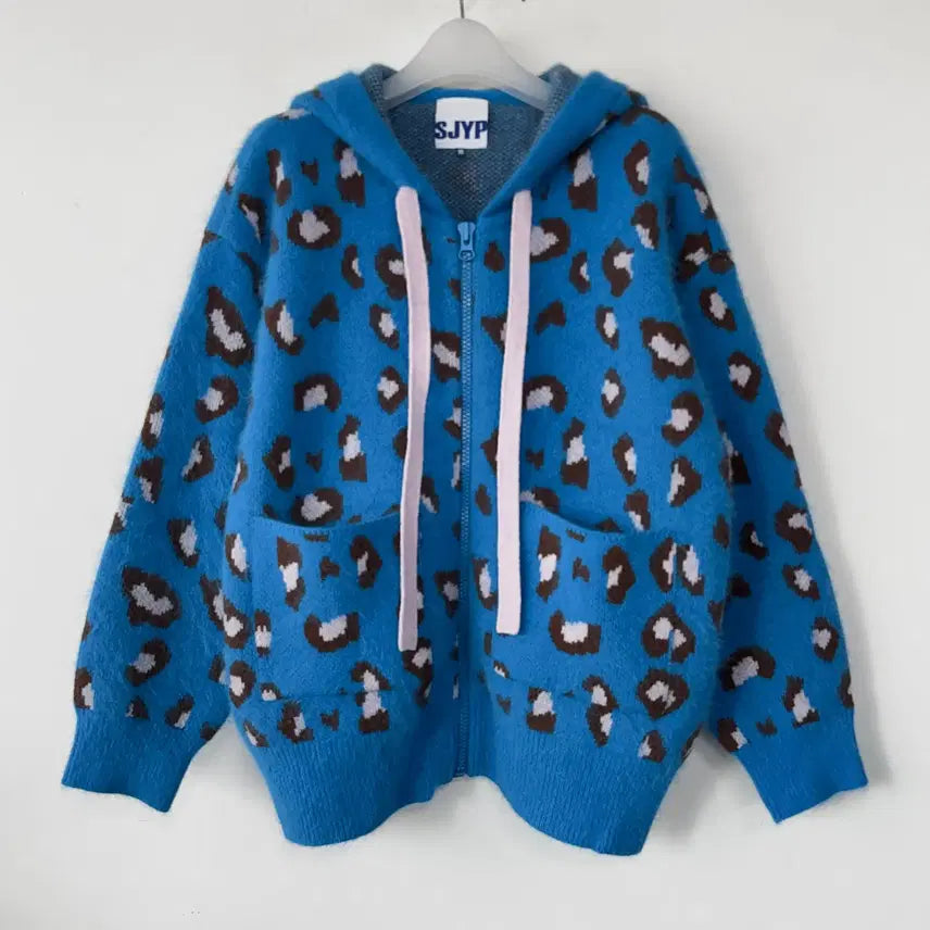 [BUNJANG] SJYP Leopard Pattern Knit Hooded Cardigan / SJYP 레오파드 패턴 니트 후드 가디건