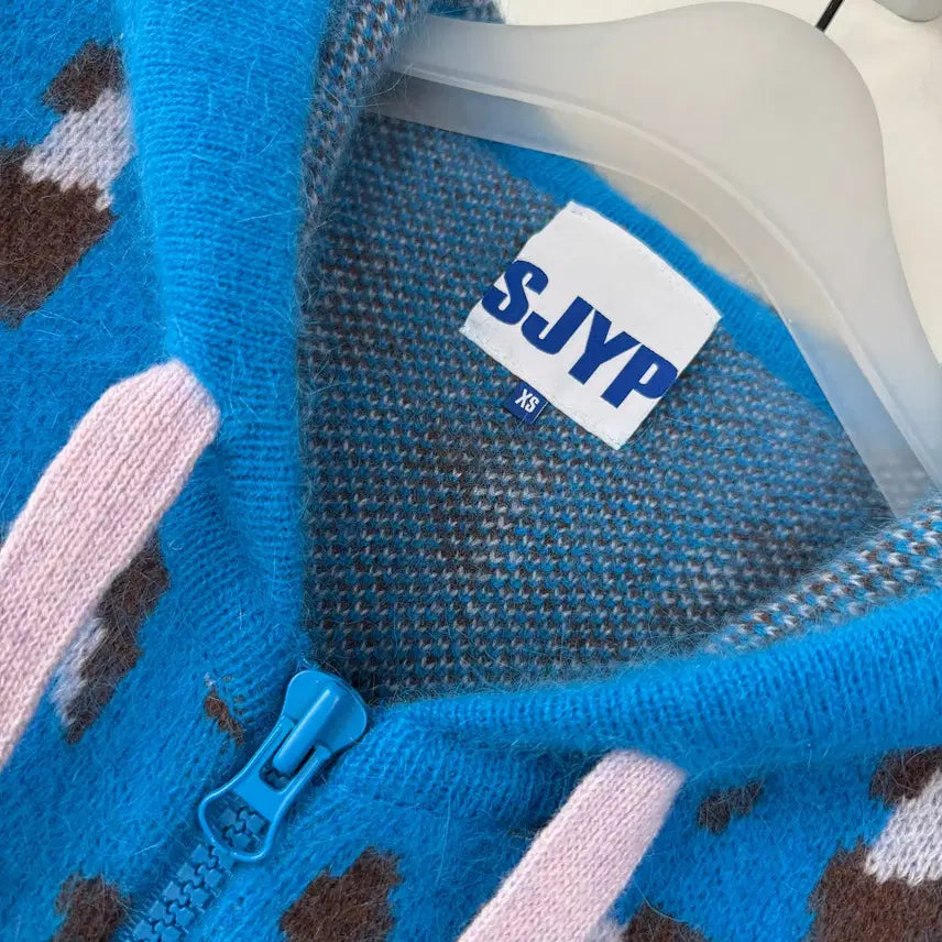 [BUNJANG] SJYP Leopard Pattern Knit Hooded Cardigan / SJYP 레오파드 패턴 니트 후드 가디건