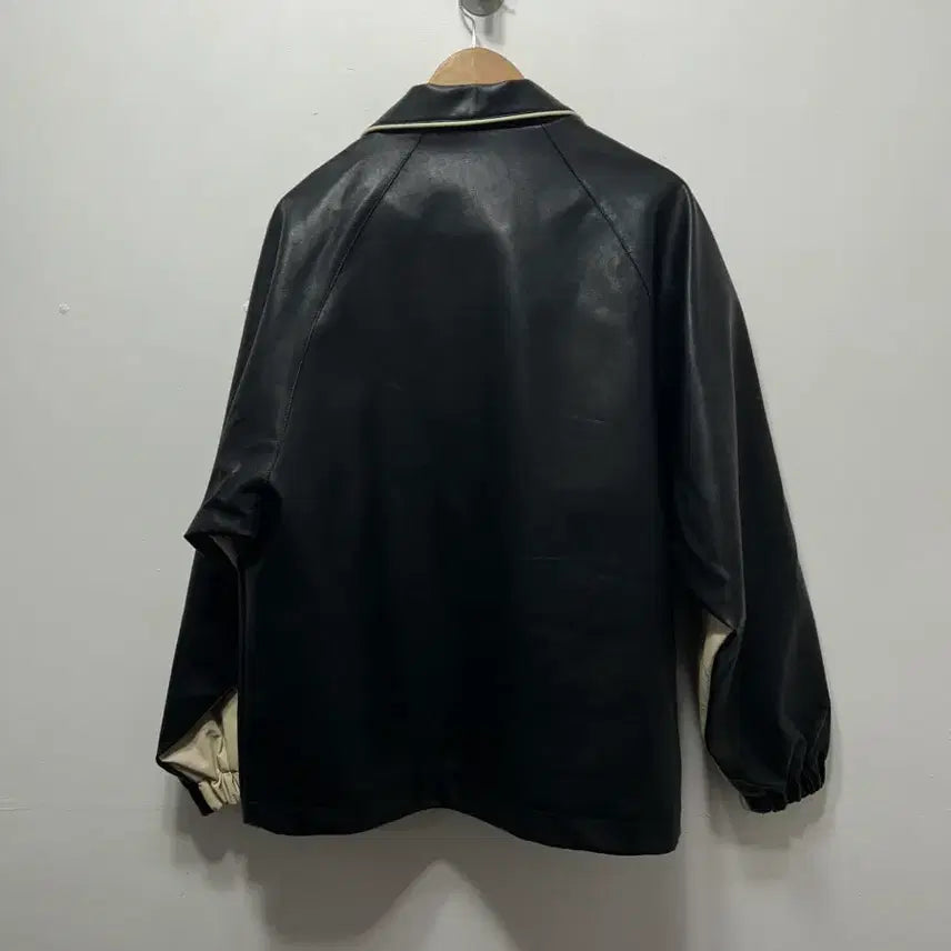 [SOLD OUT] LaFudge Store 검정 배색 레더 자켓 남성 L