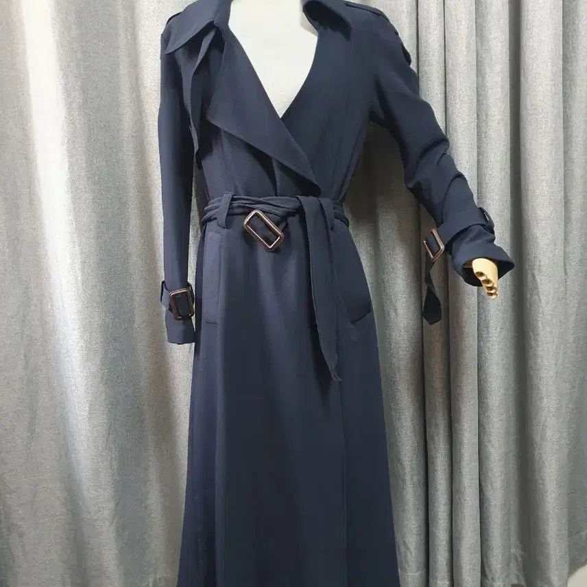 [BUNJANG] Navy French Long Coat / 55 네이비 고급 프렌치 롱코트