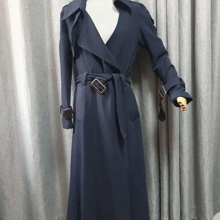[BUNJANG] Navy French Long Coat / 55 네이비 고급 프렌치 롱코트