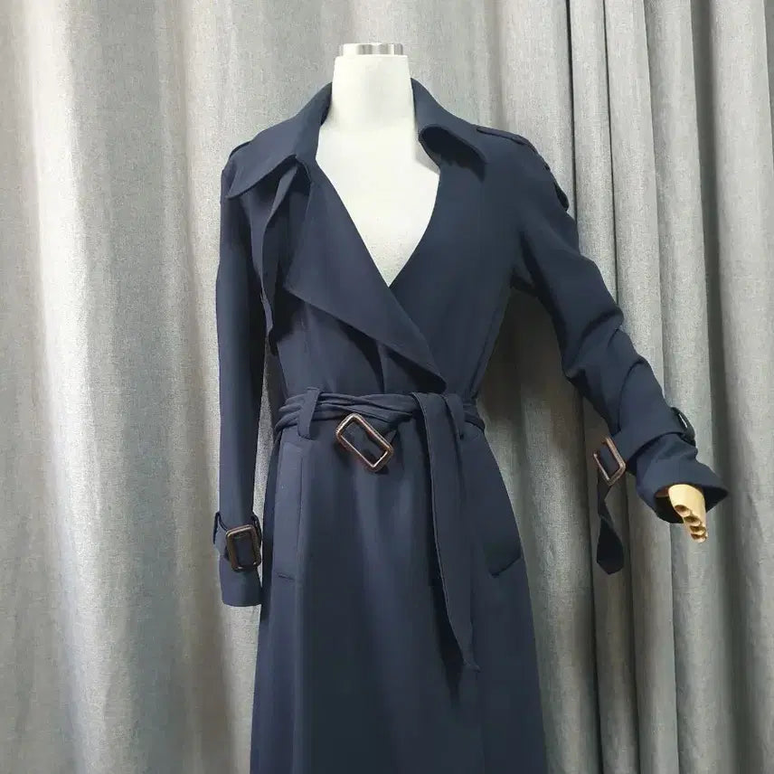 [BUNJANG] Navy French Long Coat / 55 네이비 고급 프렌치 롱코트