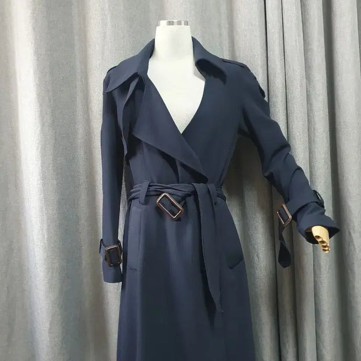 [BUNJANG] Navy French Long Coat / 55 네이비 고급 프렌치 롱코트