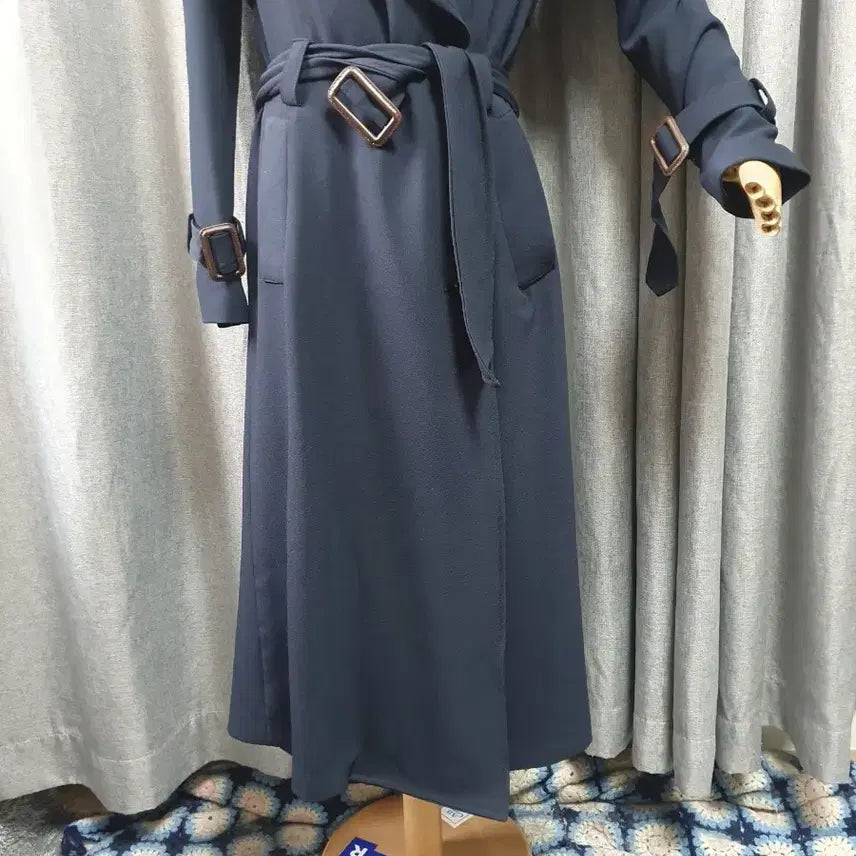 [BUNJANG] Navy French Long Coat / 55 네이비 고급 프렌치 롱코트