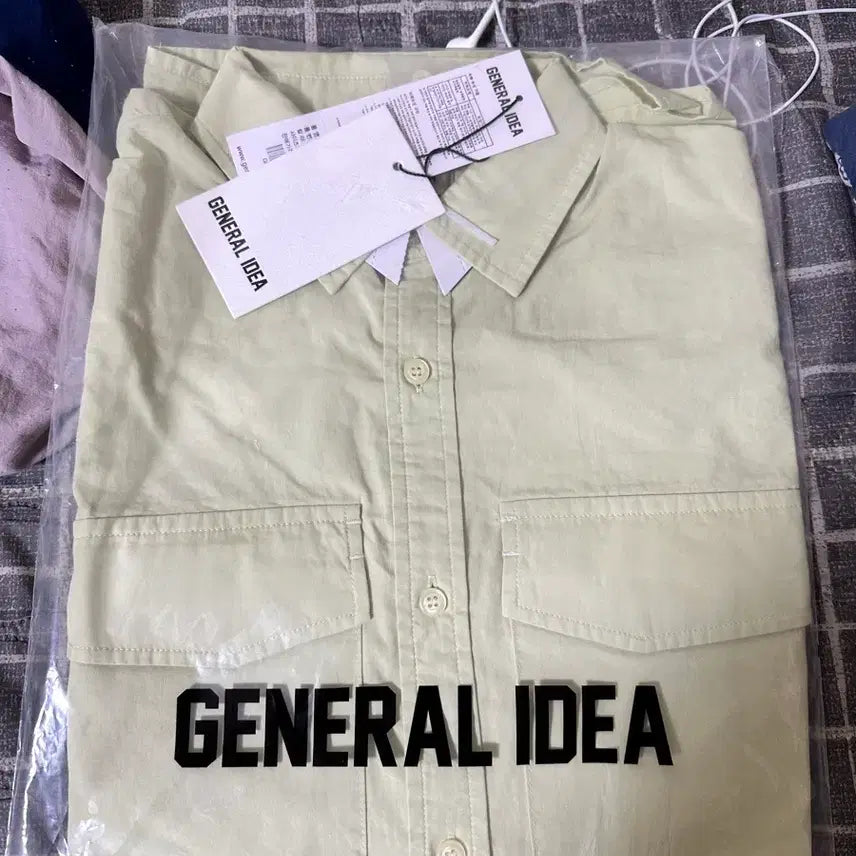 [BUNJANG] General Idea Washed Double Pocket Shirt Lime M / 제너럴 아이디어 워시드 더블 포켓 셔츠 라임 M