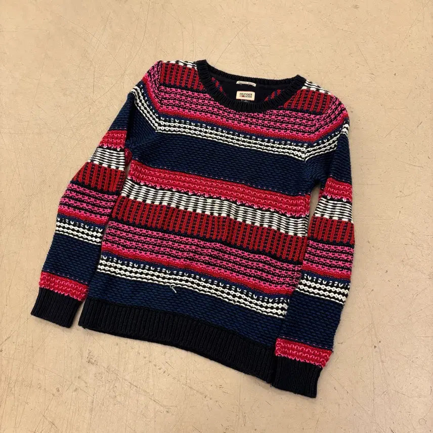 [BUNJANG] Tommy Hilfiger Color Block Pattern Knit Sweater / 타미힐피거 배색 패턴 니트