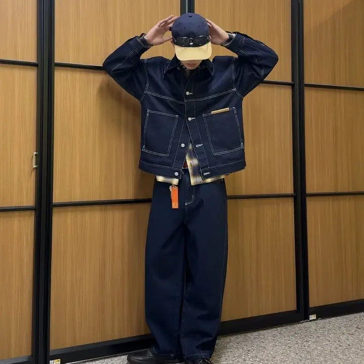 [BUNJANG] CPCM Denim Coverall Work Jacket Navy L / CPCM 재팬 데님 커버올 워크자켓 데님자켓 네이비 L