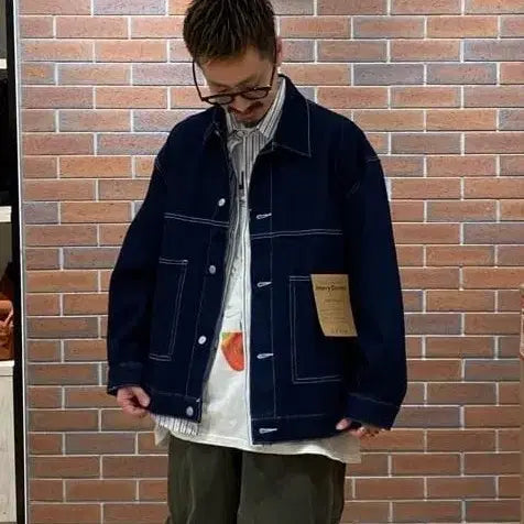 [BUNJANG] CPCM Denim Coverall Work Jacket Navy L / CPCM 재팬 데님 커버올 워크자켓 데님자켓 네이비 L