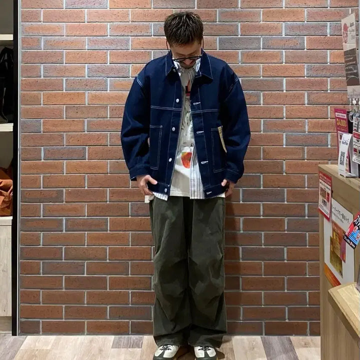 [BUNJANG] CPCM Denim Coverall Work Jacket Navy L / CPCM 재팬 데님 커버올 워크자켓 데님자켓 네이비 L