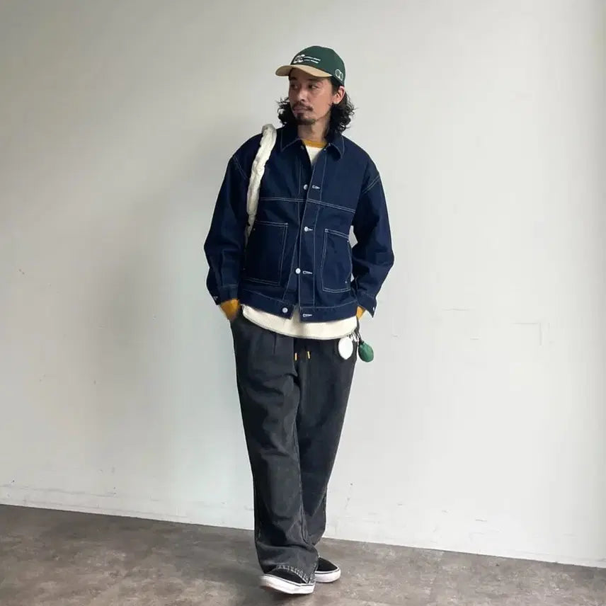 [BUNJANG] CPCM Denim Coverall Work Jacket Navy L / CPCM 재팬 데님 커버올 워크자켓 데님자켓 네이비 L