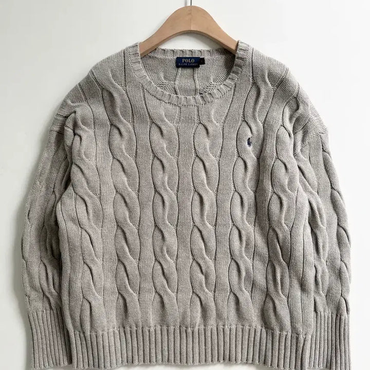 [BUNJANG] Polo Ralph Lauren Cable Knit Cotton Sweater / Polo 폴로 랄프로렌 신형 우먼라인 그레이컬러 케이블 코튼 니트