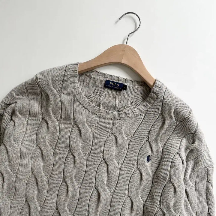 [BUNJANG] Polo Ralph Lauren Cable Knit Cotton Sweater / Polo 폴로 랄프로렌 신형 우먼라인 그레이컬러 케이블 코튼 니트