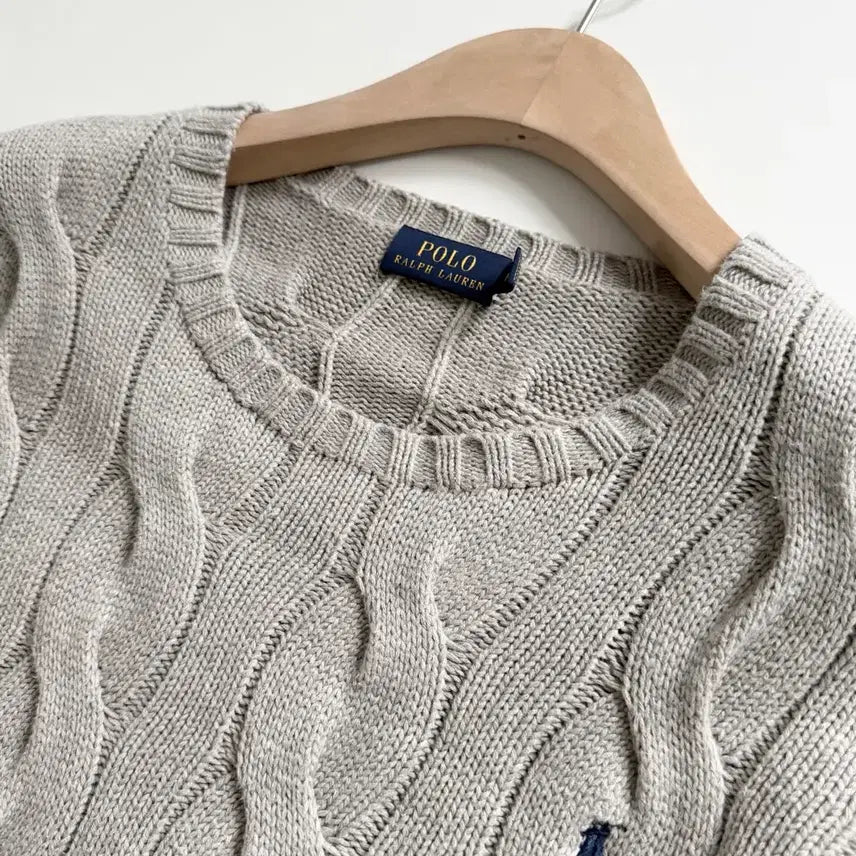 [BUNJANG] Polo Ralph Lauren Cable Knit Cotton Sweater / Polo 폴로 랄프로렌 신형 우먼라인 그레이컬러 케이블 코튼 니트
