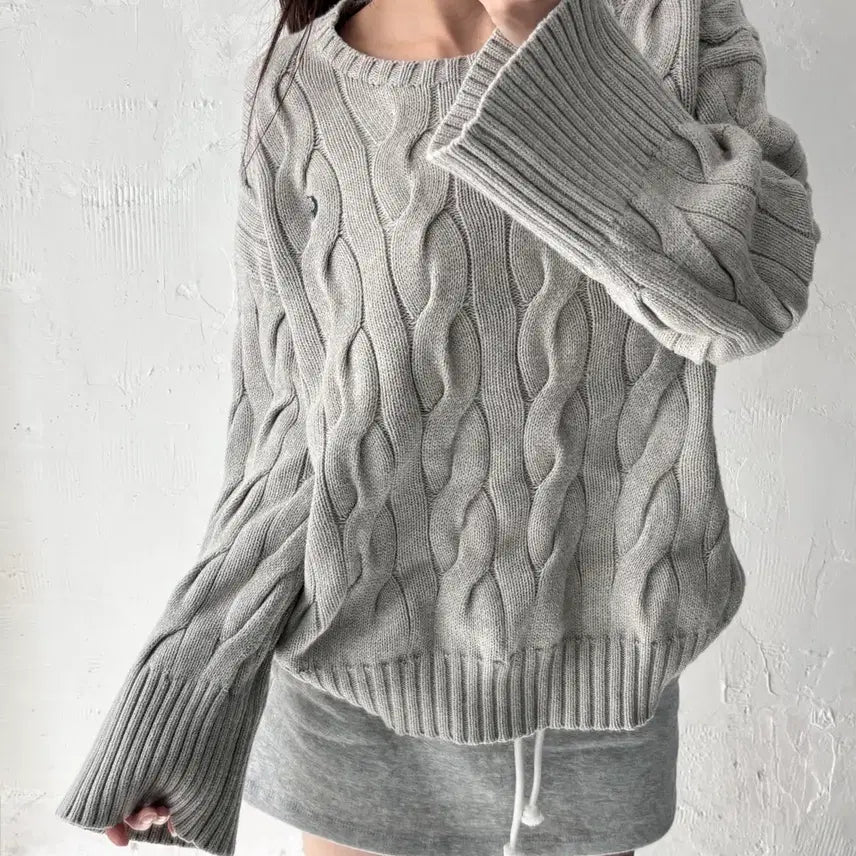 [BUNJANG] Polo Ralph Lauren Cable Knit Cotton Sweater / Polo 폴로 랄프로렌 신형 우먼라인 그레이컬러 케이블 코튼 니트