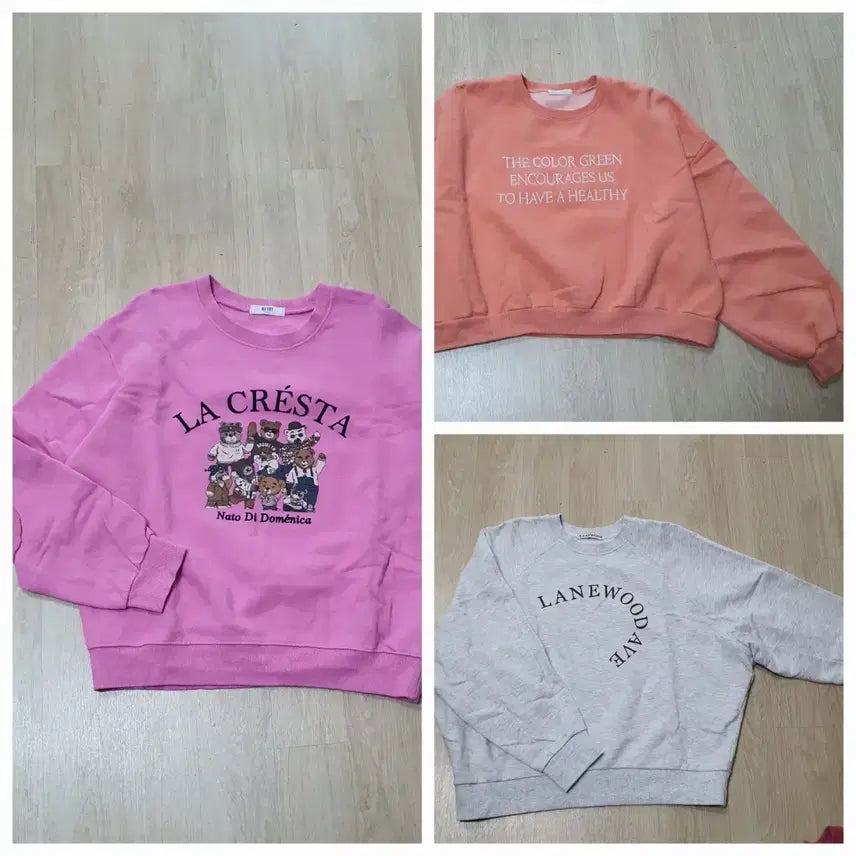 [BUNJANG] Colorful Printed Sweatshirt Bundle (3 Pieces) / 루즈핏 크롭 기모맨투맨