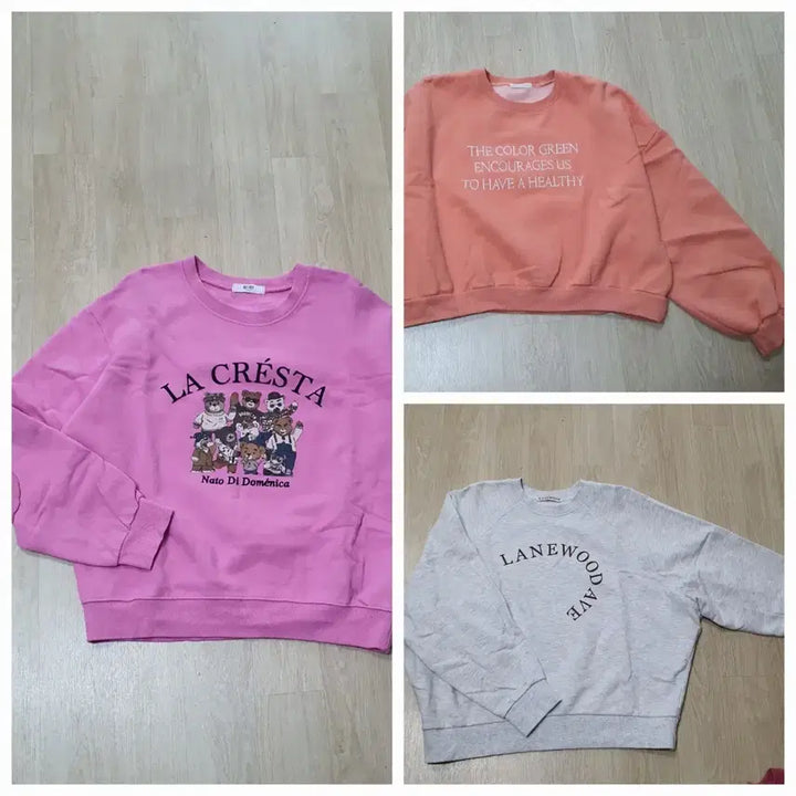 [BUNJANG] Colorful Printed Sweatshirt Bundle (3 Pieces) / 루즈핏 크롭 기모맨투맨