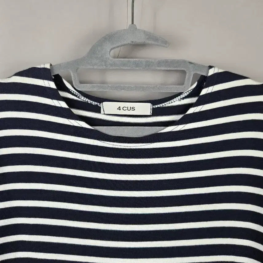 [BUNJANG] 4CUS F Stripe Color Block Long Dress / [무료배송]4CUS 포커스 F 스트라이프 배색 반팔 롱 원피스