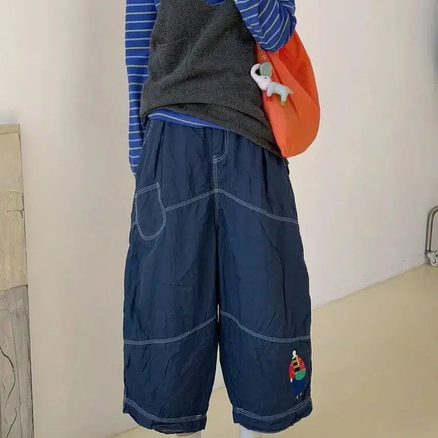 [BUNJANG] Embroidered Wide Banding Pants / 자수 와이드 밴딩 팬츠