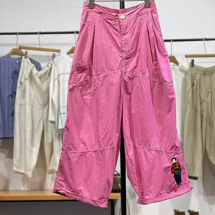 [BUNJANG] Embroidered Wide Banding Pants / 자수 와이드 밴딩 팬츠