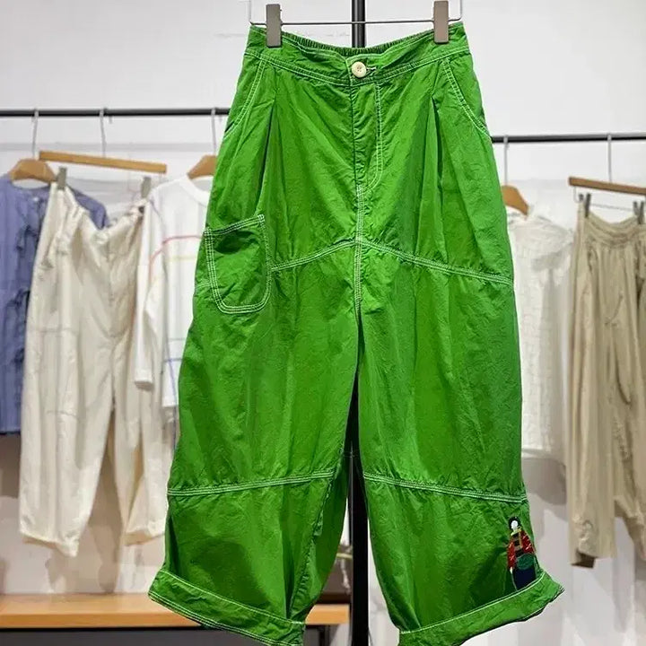 [BUNJANG] Embroidered Wide Banding Pants / 자수 와이드 밴딩 팬츠
