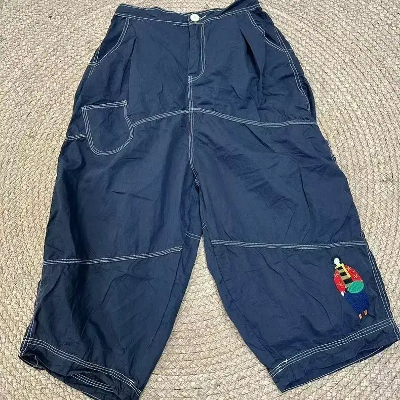 [BUNJANG] Embroidered Wide Banding Pants / 자수 와이드 밴딩 팬츠