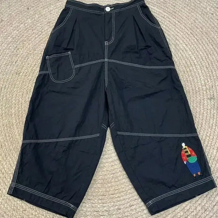 [BUNJANG] Embroidered Wide Banding Pants / 자수 와이드 밴딩 팬츠