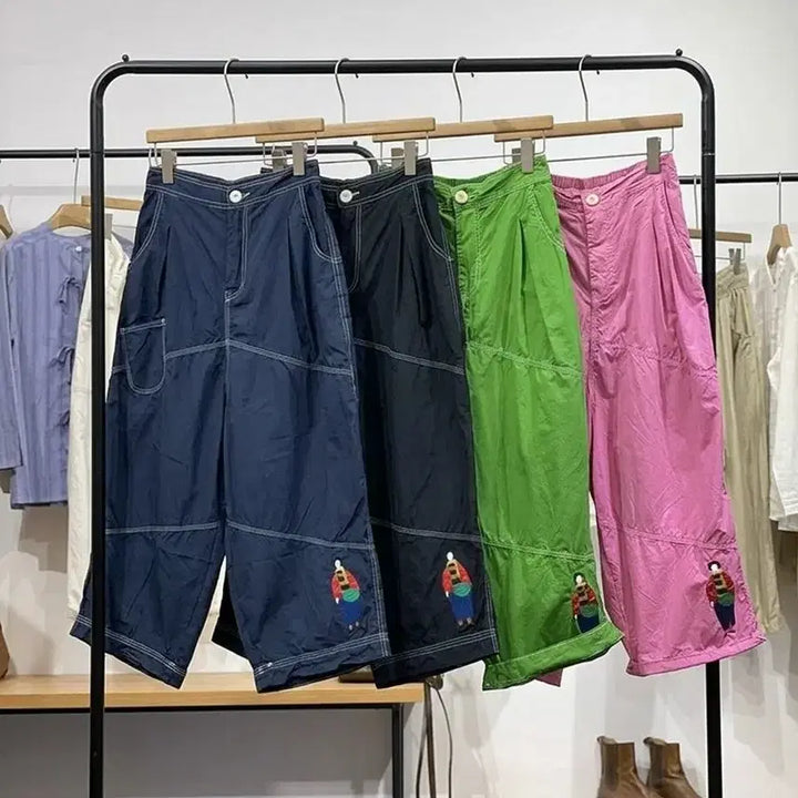 [BUNJANG] Embroidered Wide Banding Pants / 자수 와이드 밴딩 팬츠