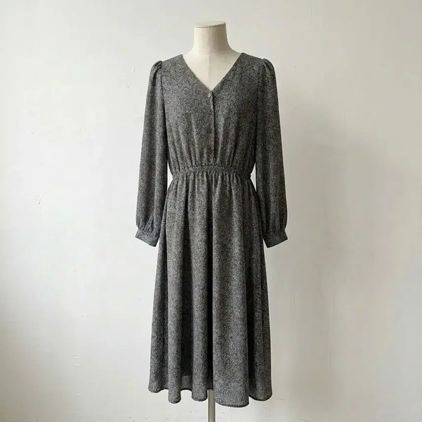 [BUNJANG] Yeori Fit V-Neck Floral Long Dress / 당일발송) 플라워 쉬폰 브이넥 롱원피스