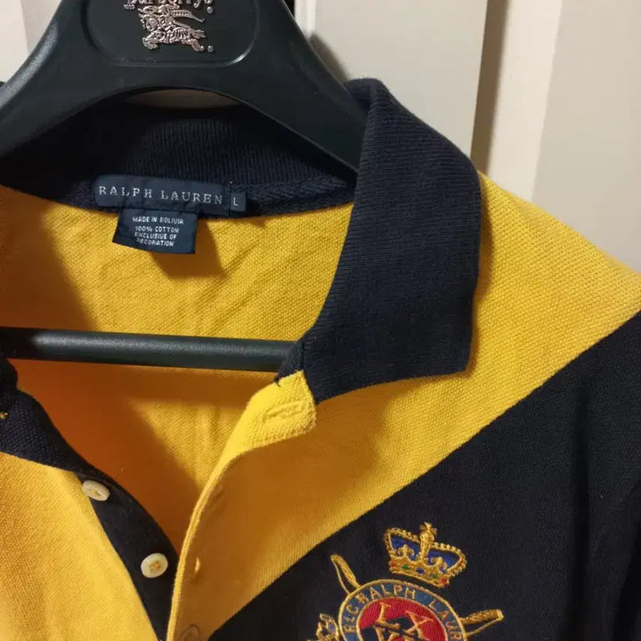 [BUNJANG] Ralph Lauren Rugby Shirt Yellow Navy Long Sleeve L / 랄프로렌 럭비 셔츠 옐로우 네이비 긴팔 L