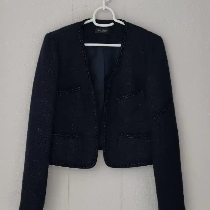 [BUNJANG] Valencia Tweed Collarless Jacket 55 / 발렌시아 트위드 노카라 자켓 55