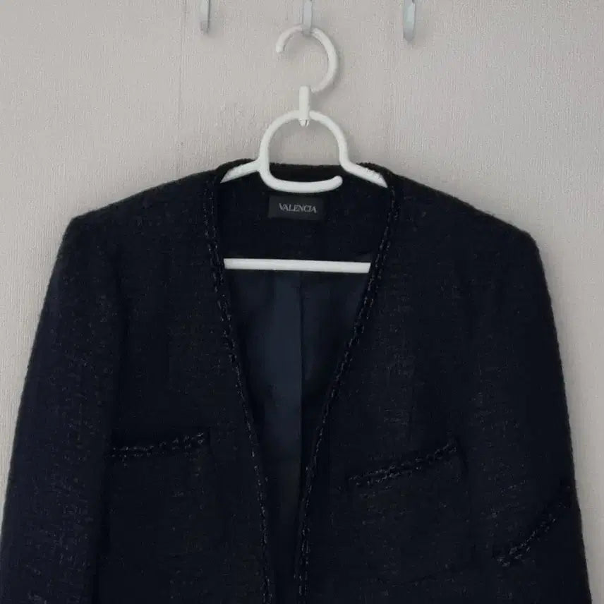 [BUNJANG] Valencia Tweed Collarless Jacket 55 / 발렌시아 트위드 노카라 자켓 55