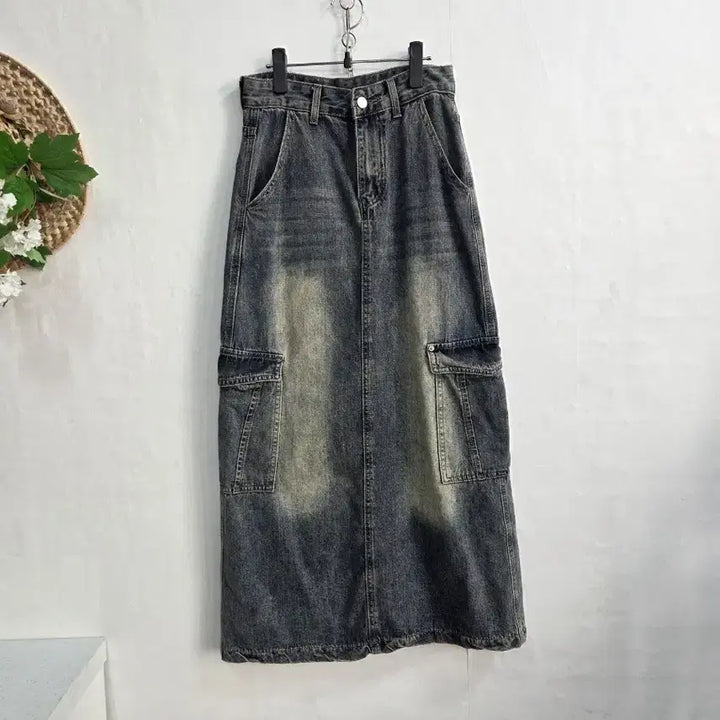 [BUNJANG] Denim Cargo Long Skirt S / 데님 카고 롱 스커트 S