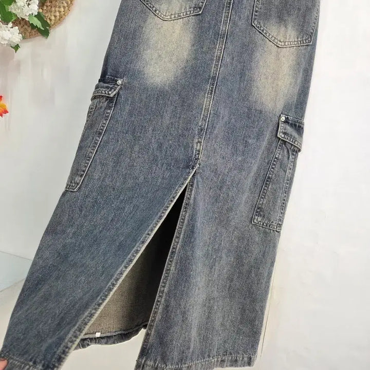 [BUNJANG] Denim Cargo Long Skirt S / 데님 카고 롱 스커트 S