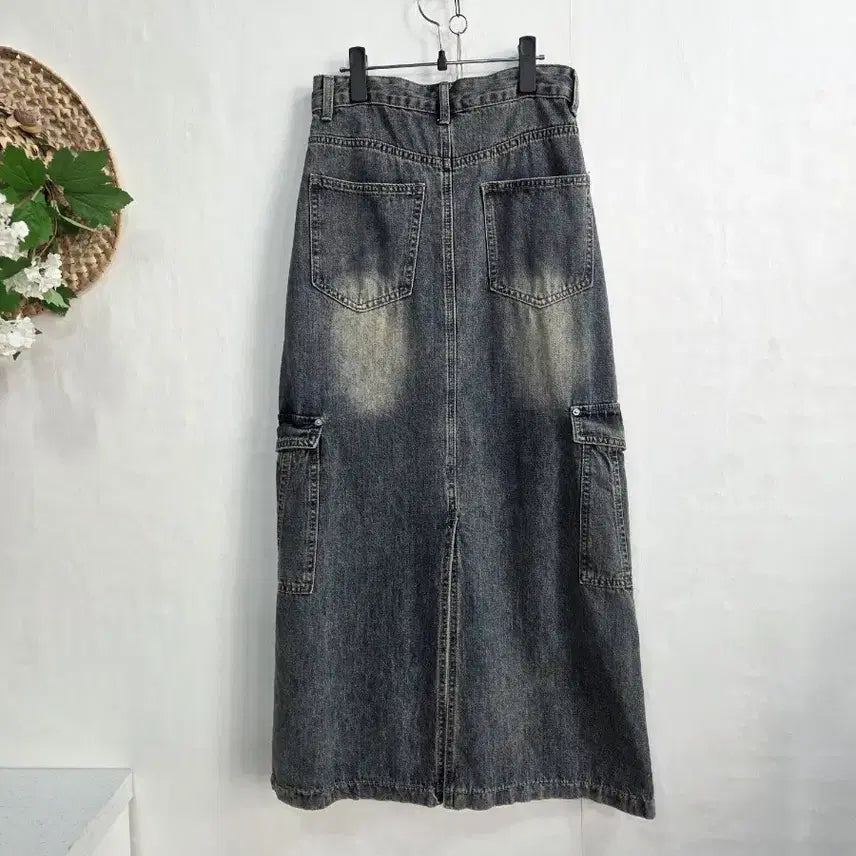 [BUNJANG] Denim Cargo Long Skirt S / 데님 카고 롱 스커트 S