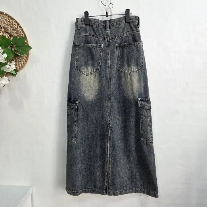 [BUNJANG] Denim Cargo Long Skirt S / 데님 카고 롱 스커트 S