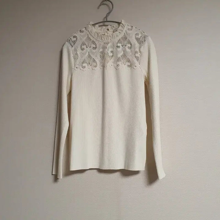 [BUNJANG] Sandro Lace Block Ribbed Top (Size 1) / 산드로 SANDRO 레이스 블록 골지 탑 1 사이즈  정품