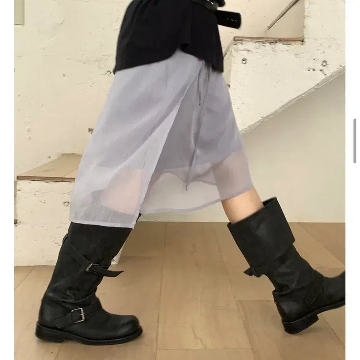 [SOLD OUT] (새상품) 릿킴 쉬폰 랩스커트 그레이