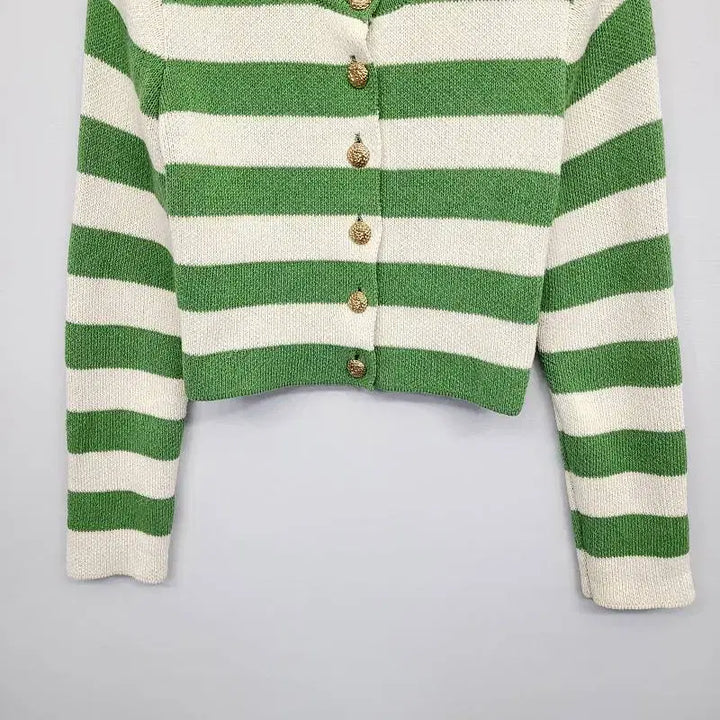[BUNJANG] ZARA Striped Gold Button Crop Cardigan / ZARA 자라 스트라이프 골드 버튼 크롭 가디건 (M사이즈)