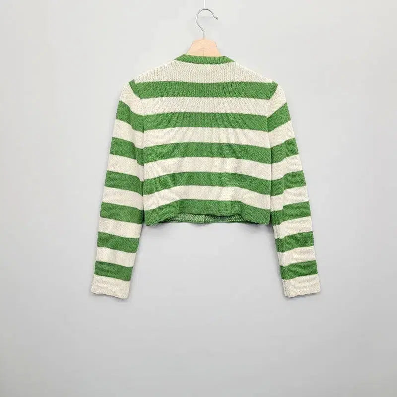 [BUNJANG] ZARA Striped Gold Button Crop Cardigan / ZARA 자라 스트라이프 골드 버튼 크롭 가디건 (M사이즈)