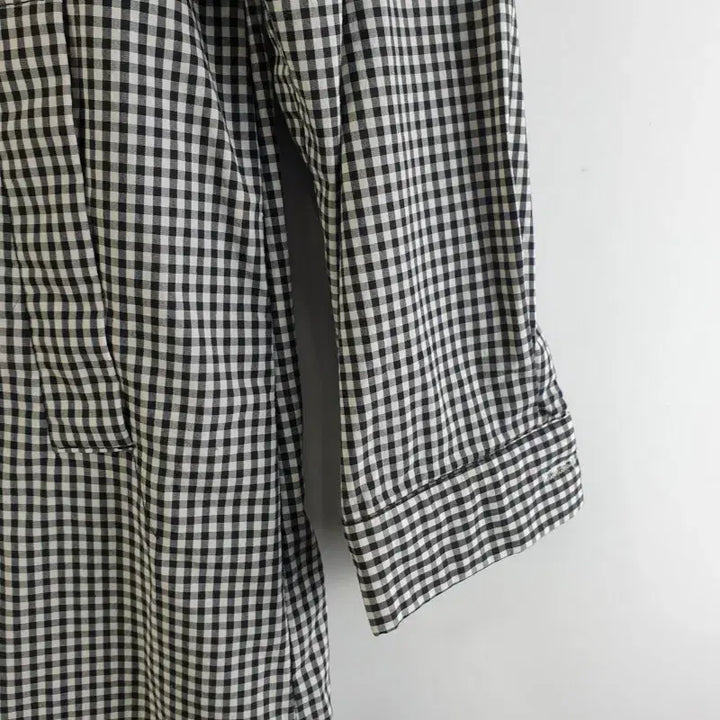 [BUNJANG] Mickey Black Gingham Check Long Shirt Jacket / 여성L 블랙 깅엄 체크 미키 롱셔츠 자켓 M2665
