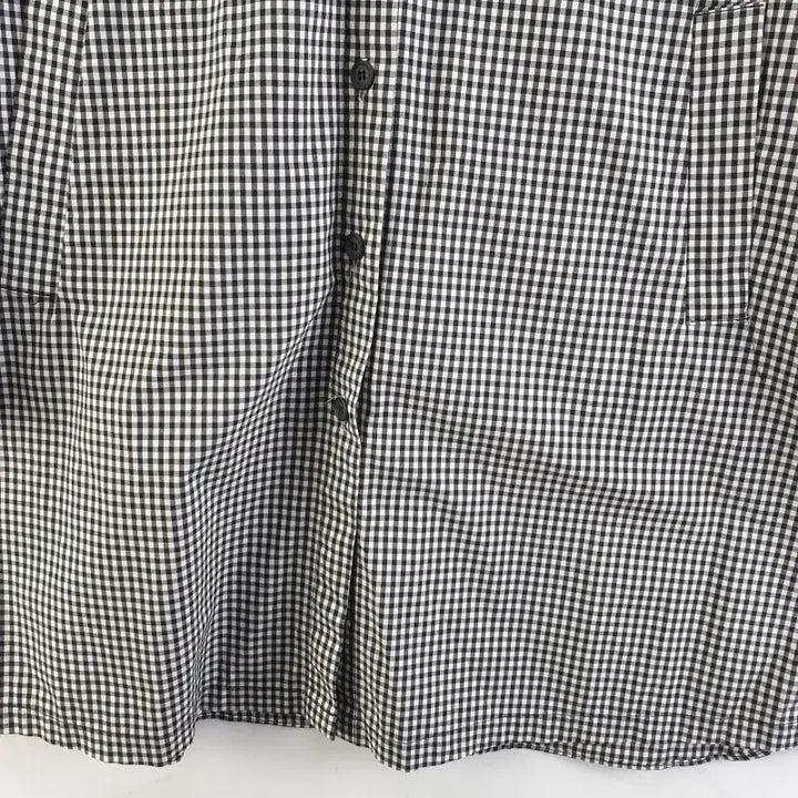 [BUNJANG] Mickey Black Gingham Check Long Shirt Jacket / 여성L 블랙 깅엄 체크 미키 롱셔츠 자켓 M2665
