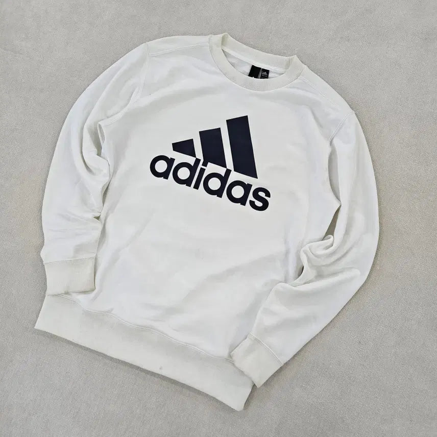 [BUNJANG] Adidas Big Logo Ivory Sweatshirt / [M] 아디다스 빅로고 아이보리 맨투맨 0115YH1